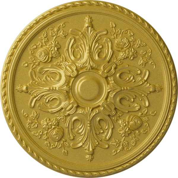 Ekena Millwork Bradford Ceiling Medallion (Fits Canopies up to 6 5/8"), Hand-Painted Rich Gold, 32 5/8"OD x 2"P CM32BRRGS - main